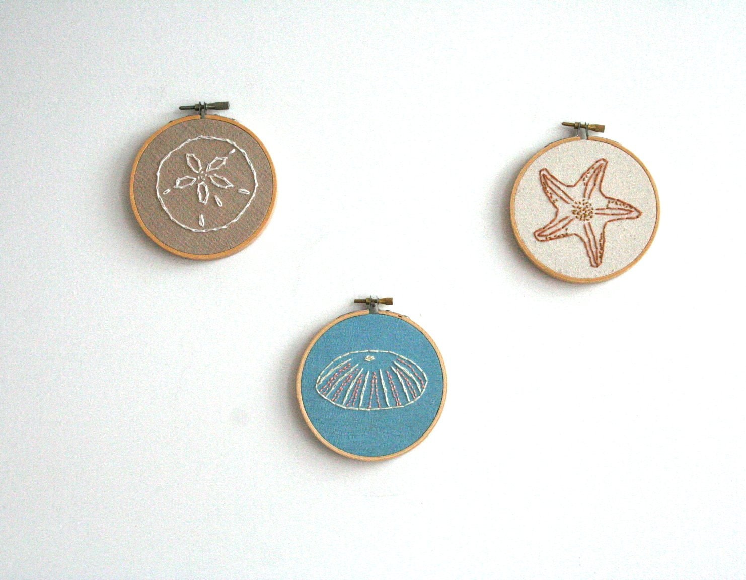 Hand Embroidery Hoop - Aquatic Animals set (3)