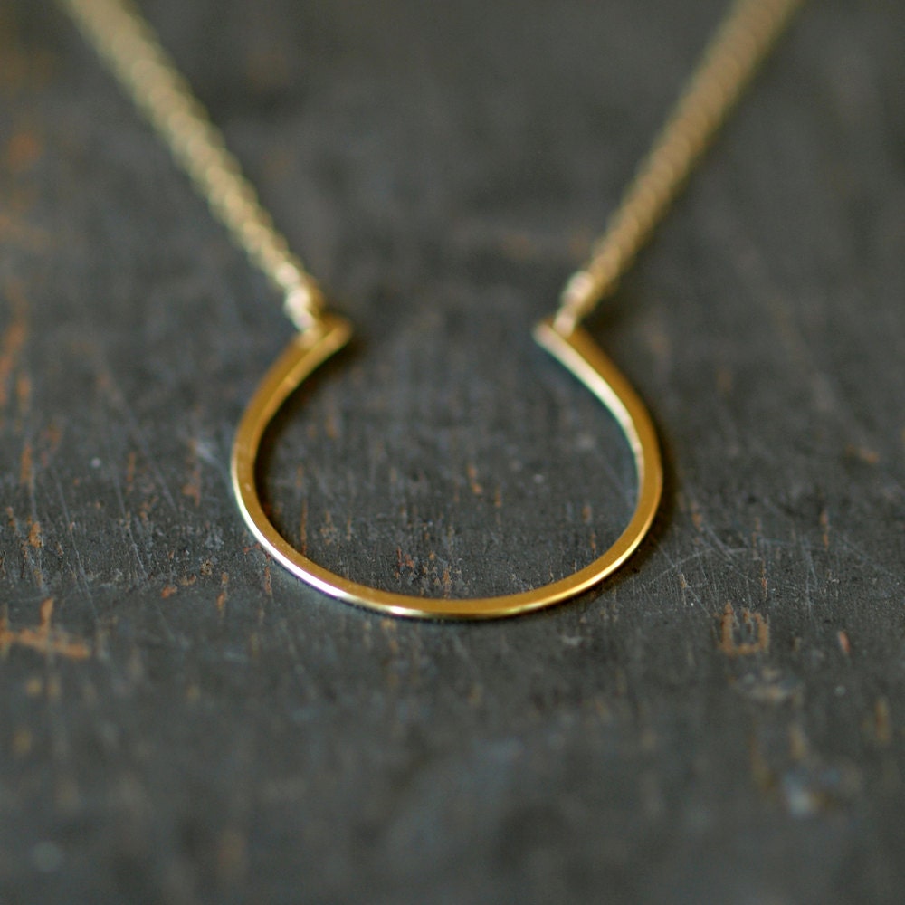 Lucky Necklace Gold Good Luck Horseshoe Equestrian Handmade Goldfilled Jewelry