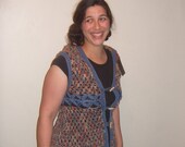 Gorgeous All-season Sleeveless Crochet Hooded Coat with Flower Trim - Soft Acrylic Yarn