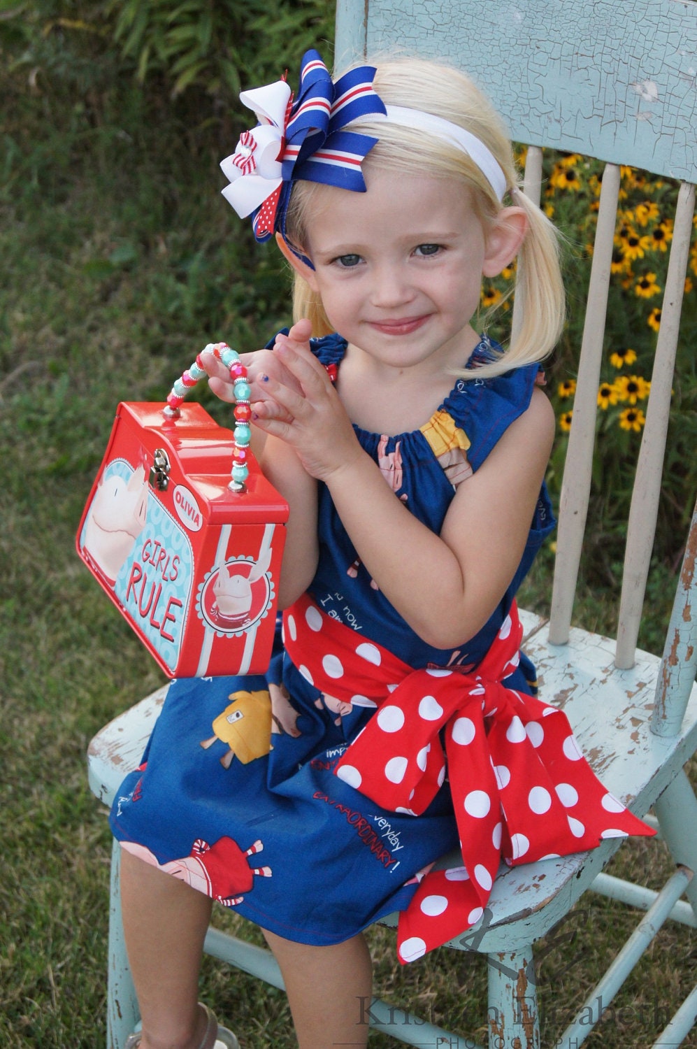 Ruffled Neck Party Dress for Babies, Toddlers & Girls Olivia the Pig with Sash