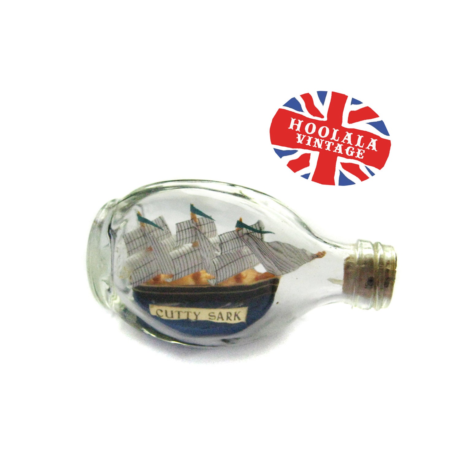 All I want is a Tall Ship and a Star to Sail Her By Miniature Ship in A Bottle from Hoolala Vintage