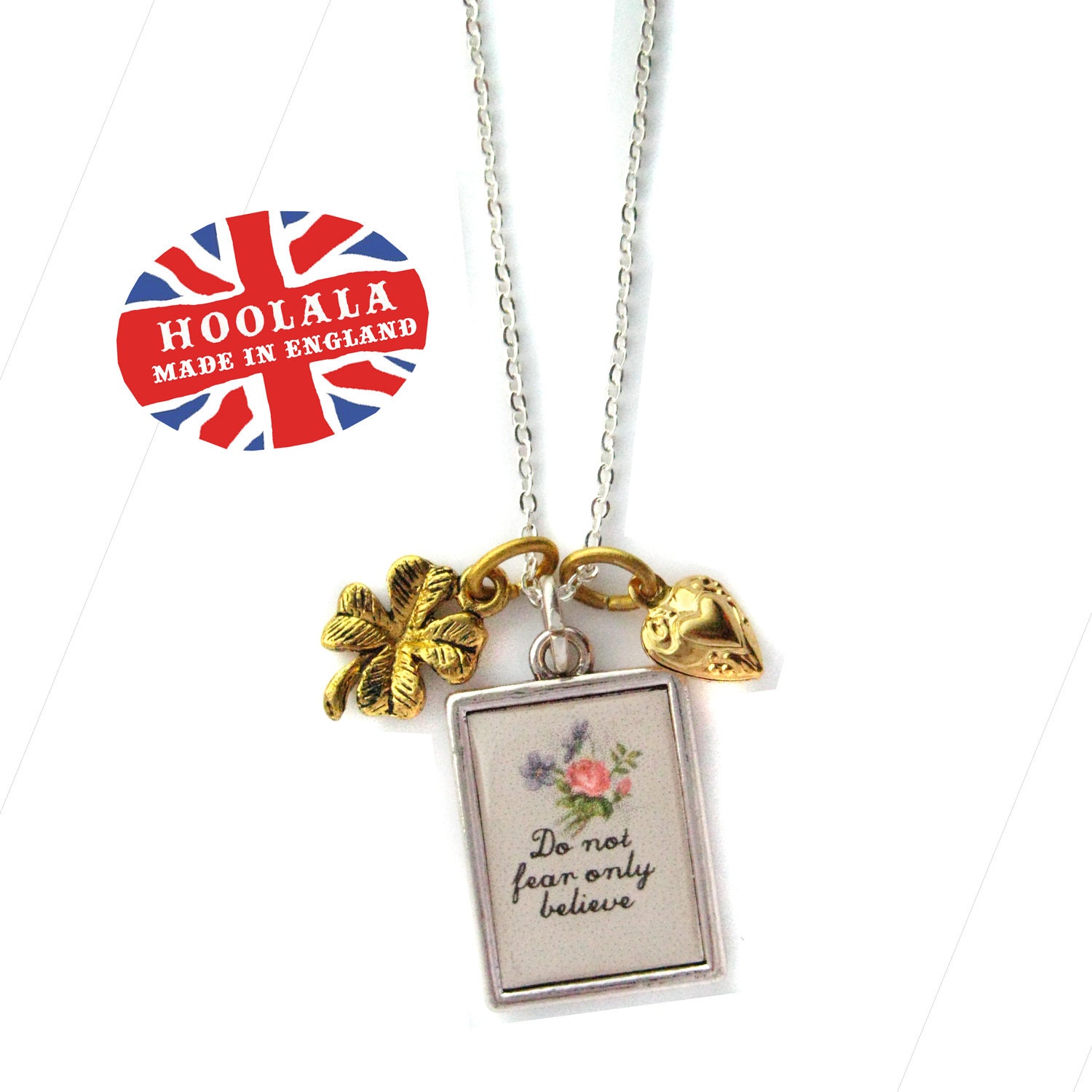 Do Not Fear Proverb Charms - Do Not Fear Only Believe  Charm Pendant Necklace from Hoolala