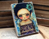 Frida In Purple - Halloween ACEO Giclee Reproduction Mounted On Wood Block by Danita Art (2.5  x 3.5 Inches Print)