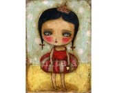 The Red Lifesaver  - Giclee Reproduction from Original Mixed Media Beach Collage Painting By Danita Art - (8x10 INCHES Paper Print)