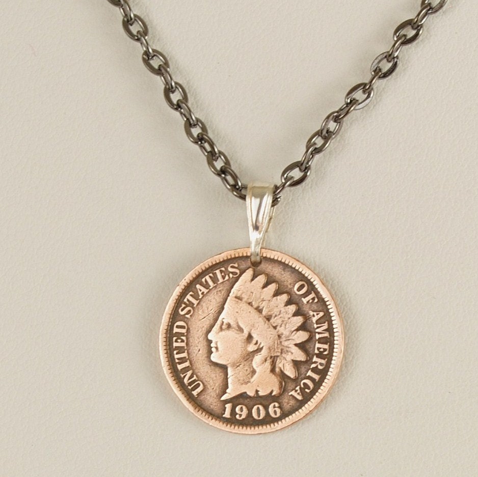 Indian Head Penny Necklace 1906 by donnakbaker on Etsy