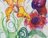 Original Watercolor Painting abstract flower ACEO Fine Art