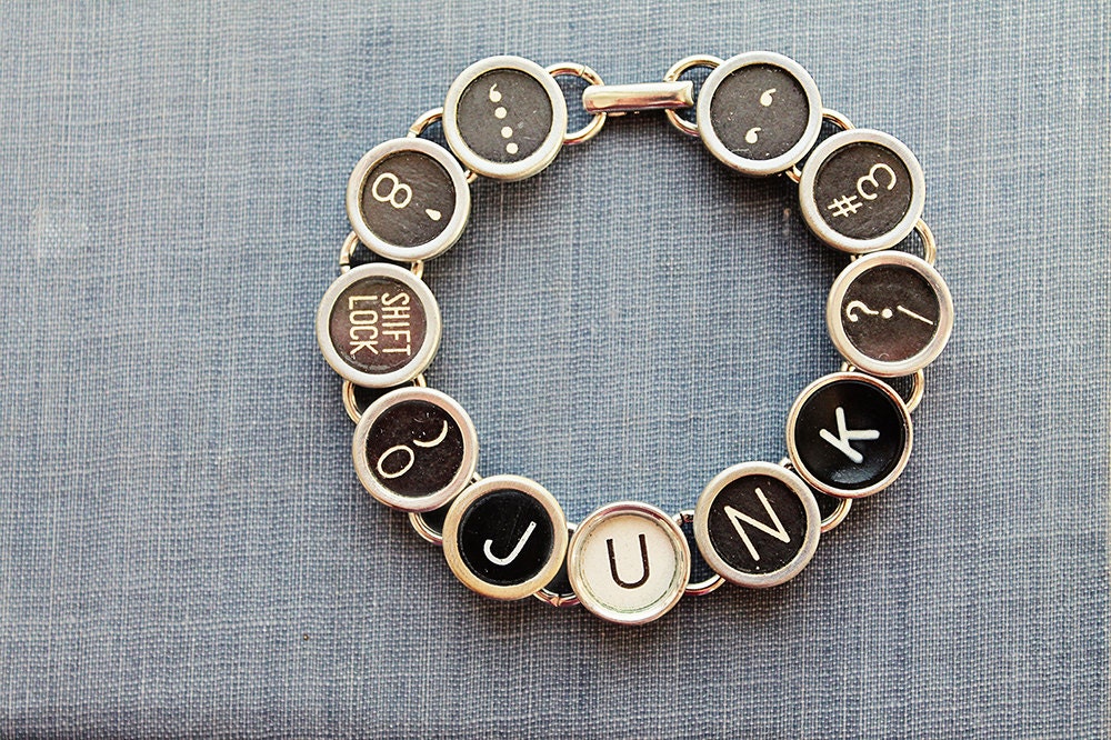 TYPEWRITER Key BRACELET Jewerly Made with Typewriter Keys JUNK
