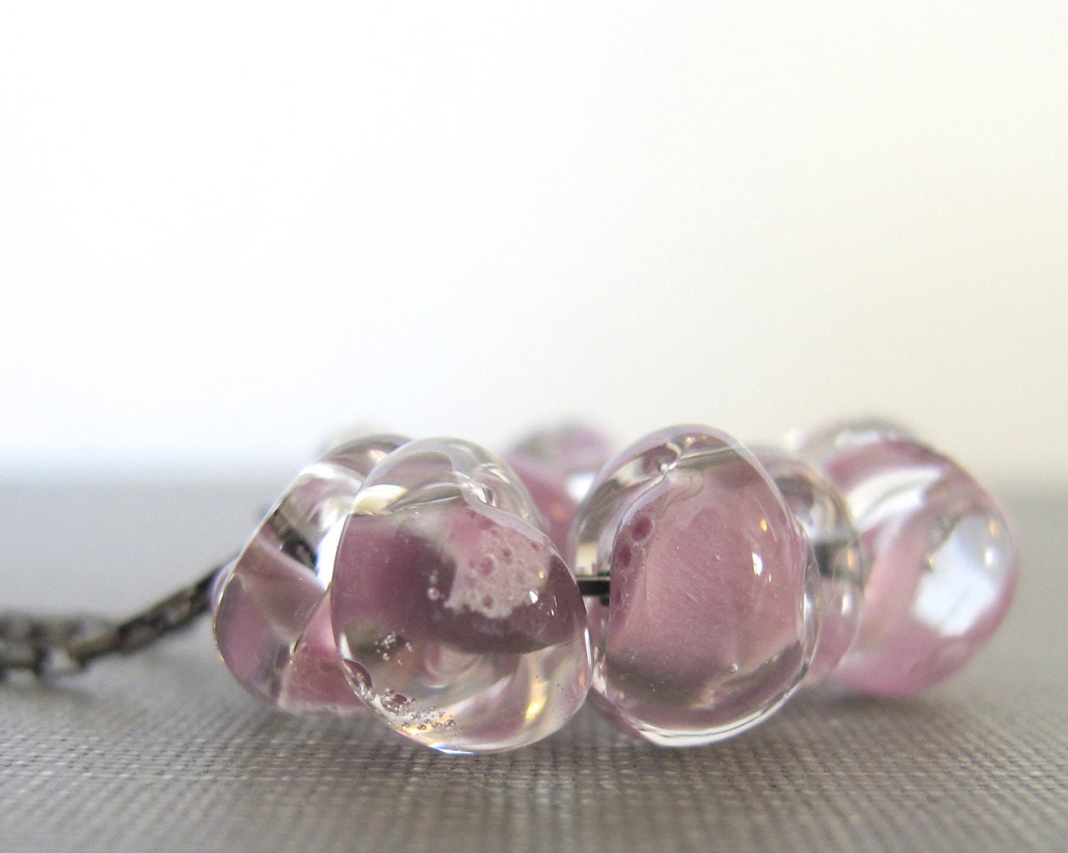 Glass Necklace, Lavender Glass, Silver Necklace, Sterling Silver, Silver Jewelry, Oxidized Silver, Lavender Pink, Lampwork Glass