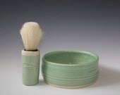 Mens Gift Set Ready to Ship  Green Fishermans Shaving Mug,  Brush and Soap