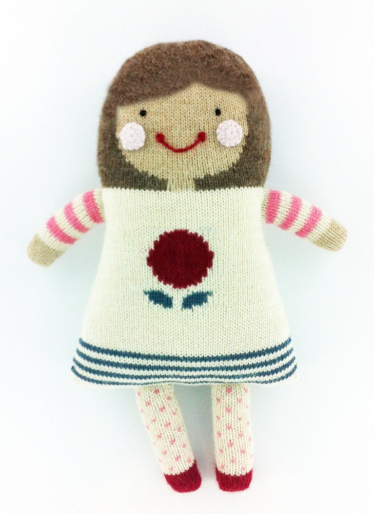 Hand Knit Baby Doll - Black Hair