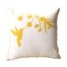Yellow Print on White Cotton Hummingbird with Eucalyptus - Mini 10.5 Inches Square Pillow