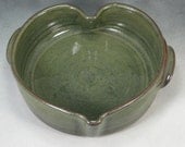 Green Large Heart Shaped Casserole Handthrown Stoneware Pottery 2