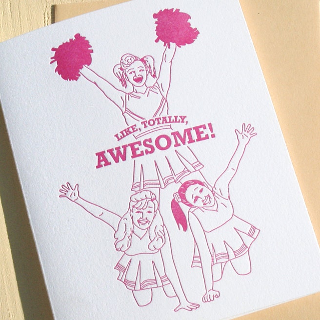 Like, Totally, Awesome - 80's Cheerleader Card - PietteCrafts
