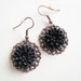 Black Flower Gothic Earrings - Chrysanthemum Flower Earrings - Victorian Mourning