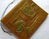 Handmade Journal Green Gold Lunar Refillable 9x7 OOAK Original