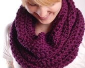 Perfect Chunky Hand Crochet Cowl - Plum