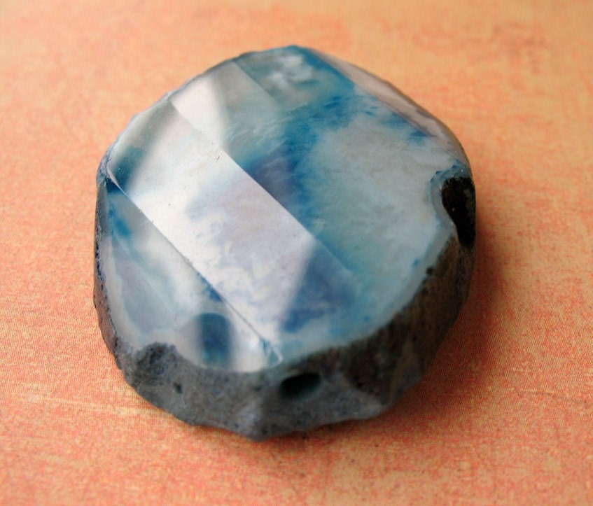 Free Form Agate Bead Pendant in Azure no. 4