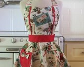 Retro Christmas Apron with Fairies on White