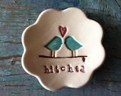 Ring Bearer Pillow  Love Birds Hitched Design The Original Love Bird Ring Bowl by Chrissy Ann Ceramics
