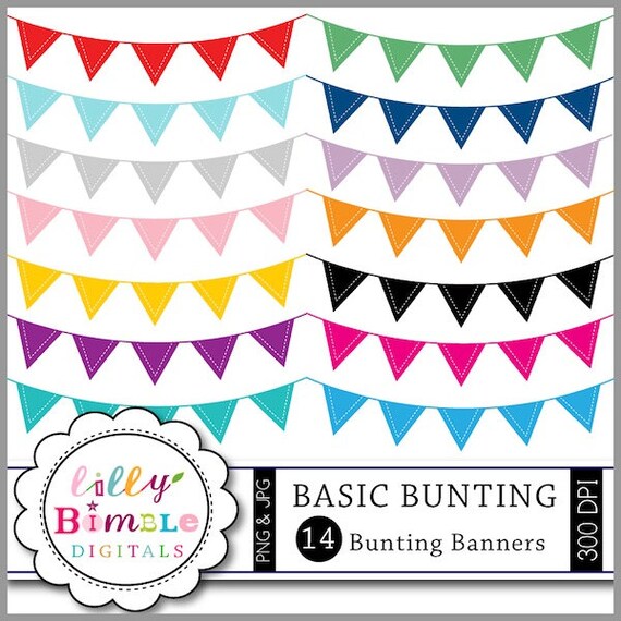Instant Download Basic Bunting in 14 Colors for scrapbooking, design, cards Il_570xn