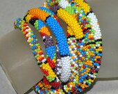 Pattern Play ... Necklace . Bracelet . Bead Crochet Rope . Multicolor . Colorful . Festive . Opaque Colors . Stripes . Great Gift - time2cre8