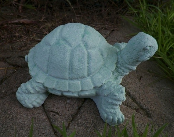 Turtle Sculpture Handmade Cast Stone Statue Tortoise by grandhorse