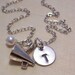 Personalized Necklace - Megaphone Cheerleader Necklace - Hand Stamped Necklace - Sterling Silver - Personalized Jewelry