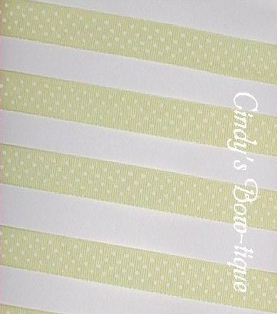 Baby Yellow White Ribbon Grosgrain Swiss Dot Small Polka Dots 7 y 5/8 w cbfiveeight