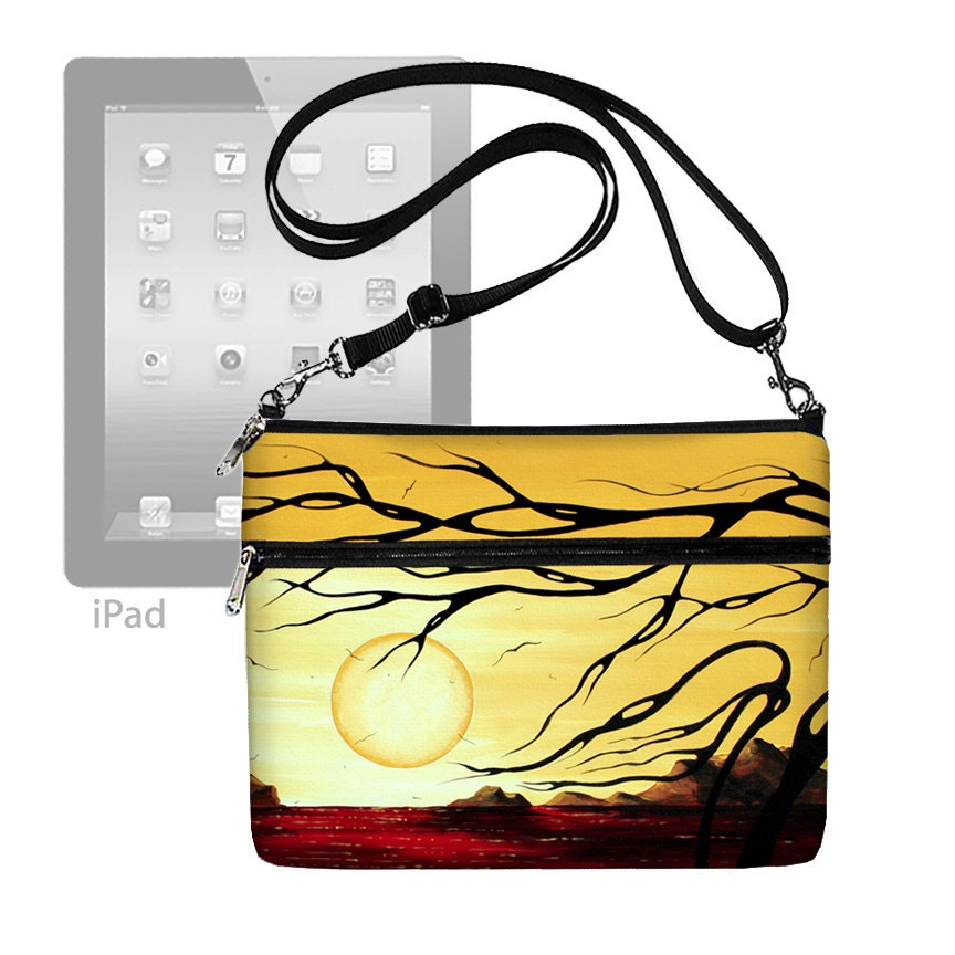 SALE Golden Harmony iPad Case iPad Bag iPad Cover iPad Sleeve Fits Ipad 4 3 2 1 Long Strap MADART red yellow black (RTS)