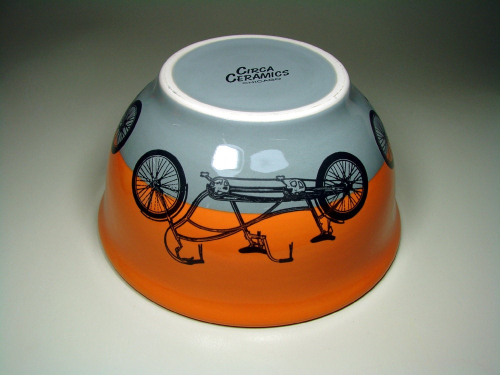 large bowl tandem bicycle (creamsicle/storm). Made to Order.