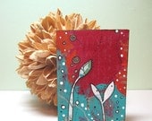 ACEO Original ,  Abstract Painting , Mixed Media Mini Art Painting , Whimsical Art Card