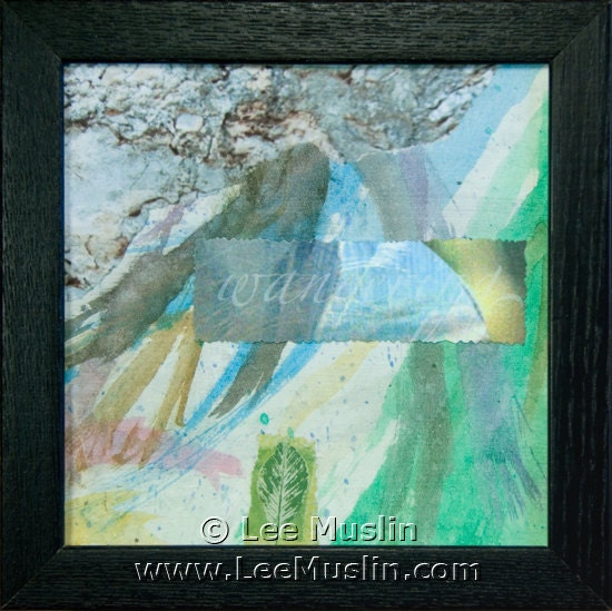 Wandering - small framed original abstract collage