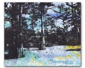 Cypress Trees Screenprint on Wood, Original Art Panel Painting by Dolan Geiman