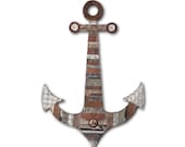 Coastal Decor, Blackbeard's Anchor Original Mixed Media Art, Made to Order, Salvaged Metal Wall Hanging