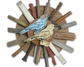 Canary Bluejay, Rustic Bird Art Assemblage, Songbird Collection (Radial) Made to Order