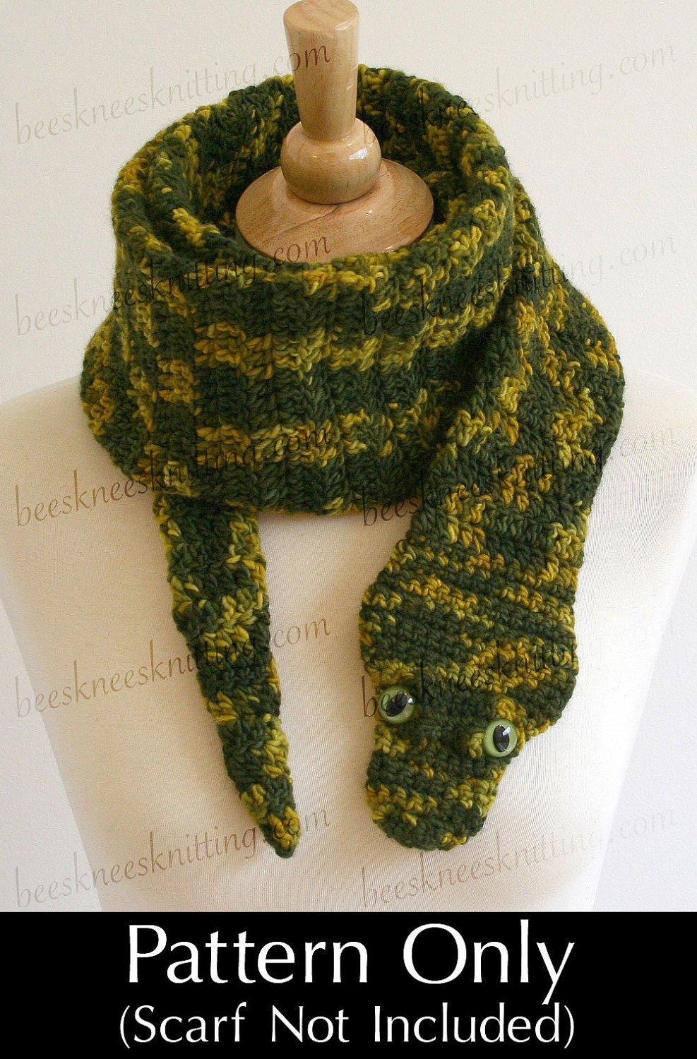 Digital PDF Crochet Pattern for Snake Scarf - DIY Fashion Tutorial - Instant Download