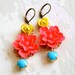 Red and Turquoise Dangle Earrings