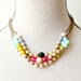 Triple Chunky Beaded Necklace- Pink
