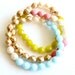Pastel Chunky Bead Bracelet Set of  Three - Pink,  Chartreuse, Cream and Pale Aqua