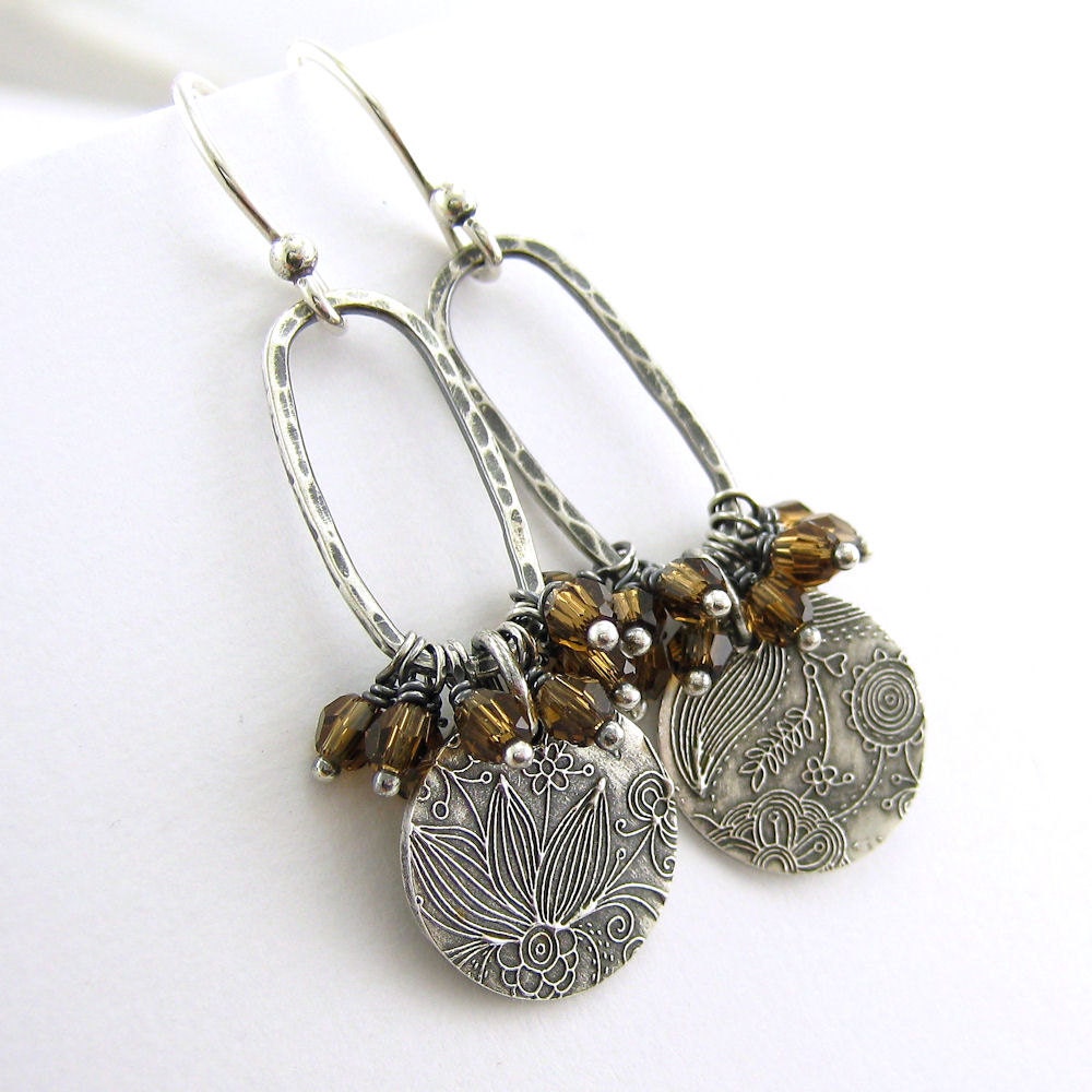 Smoked Topaz Earrings Chocolate Brown Crystal Earrings Swarovski Crystal Jewelry Sterling Silver December Birthstone Beth No. 14