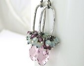 Amethyst Earrings Chrysolite Opal Earrings Swarovski Crystal Jewelry February Birthstone Sterling Silver Fashion Jewelry, Beth No. 20