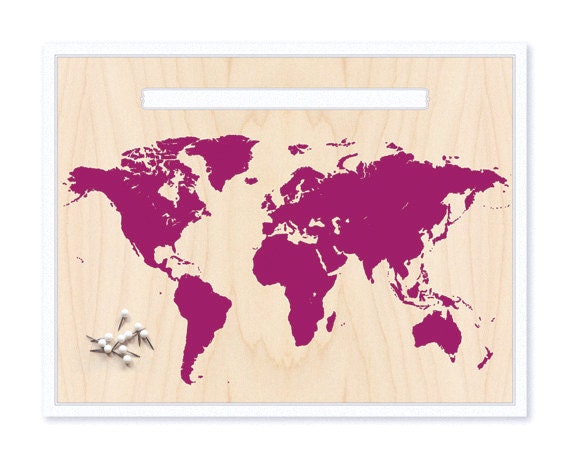 World Map & Pin Set - Plum