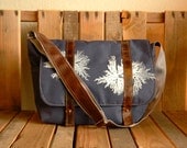 Water-resistant Steel Blue Messenger with Brown Leather