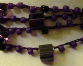 Gothic Mourning Crochet Beaded Purple Violet Necklace Victorian Noir Steampunk Goth Wiccan