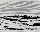Landscape linocut relief printmaking original art