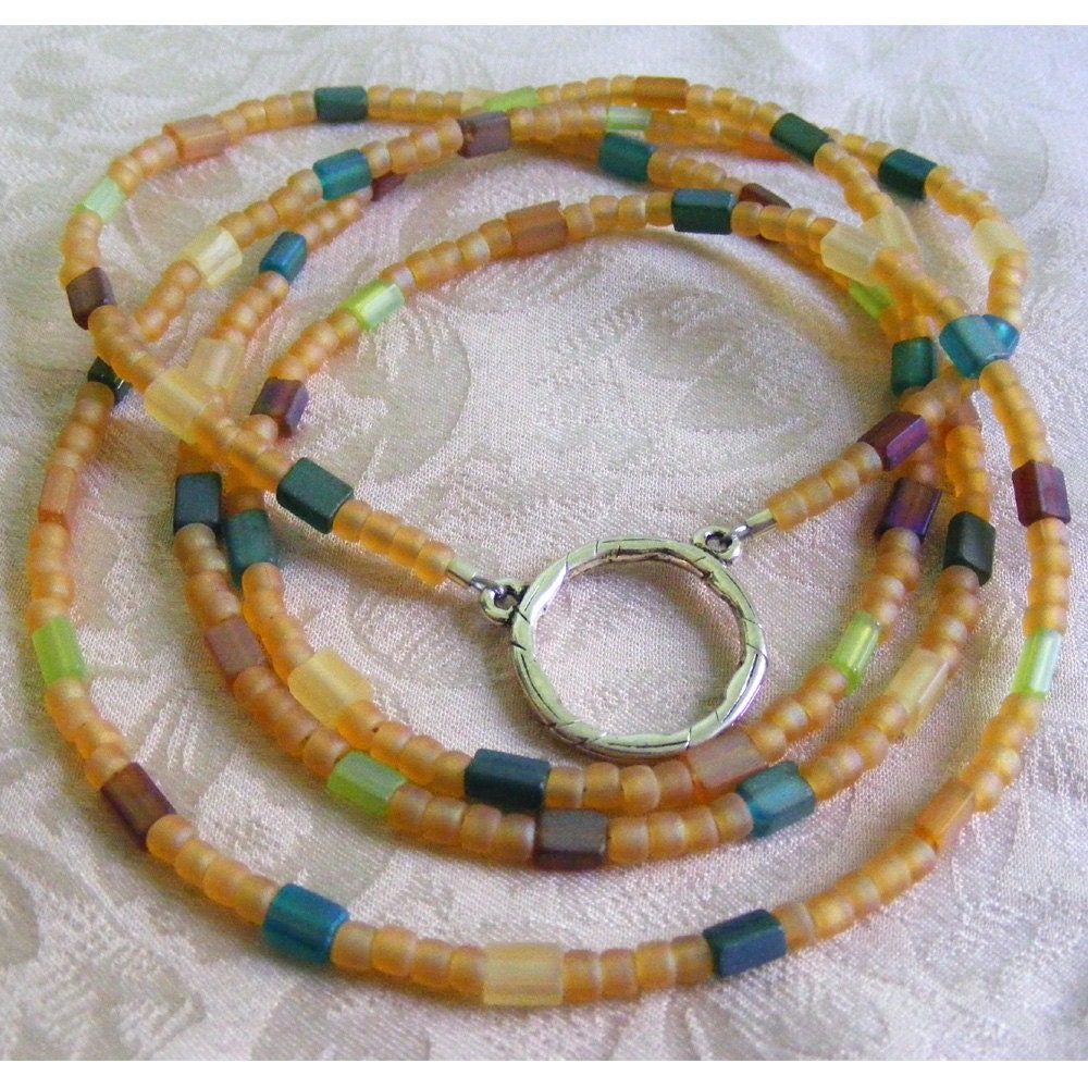 Frosted Czech Glass Lanyard - Eyeglasses - Badge Holder