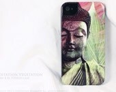 Buddha iPhone 4 case - iphone 4s case - extra TOUGH case with zen green yoga meditation artwork "Meditation Vegetation"