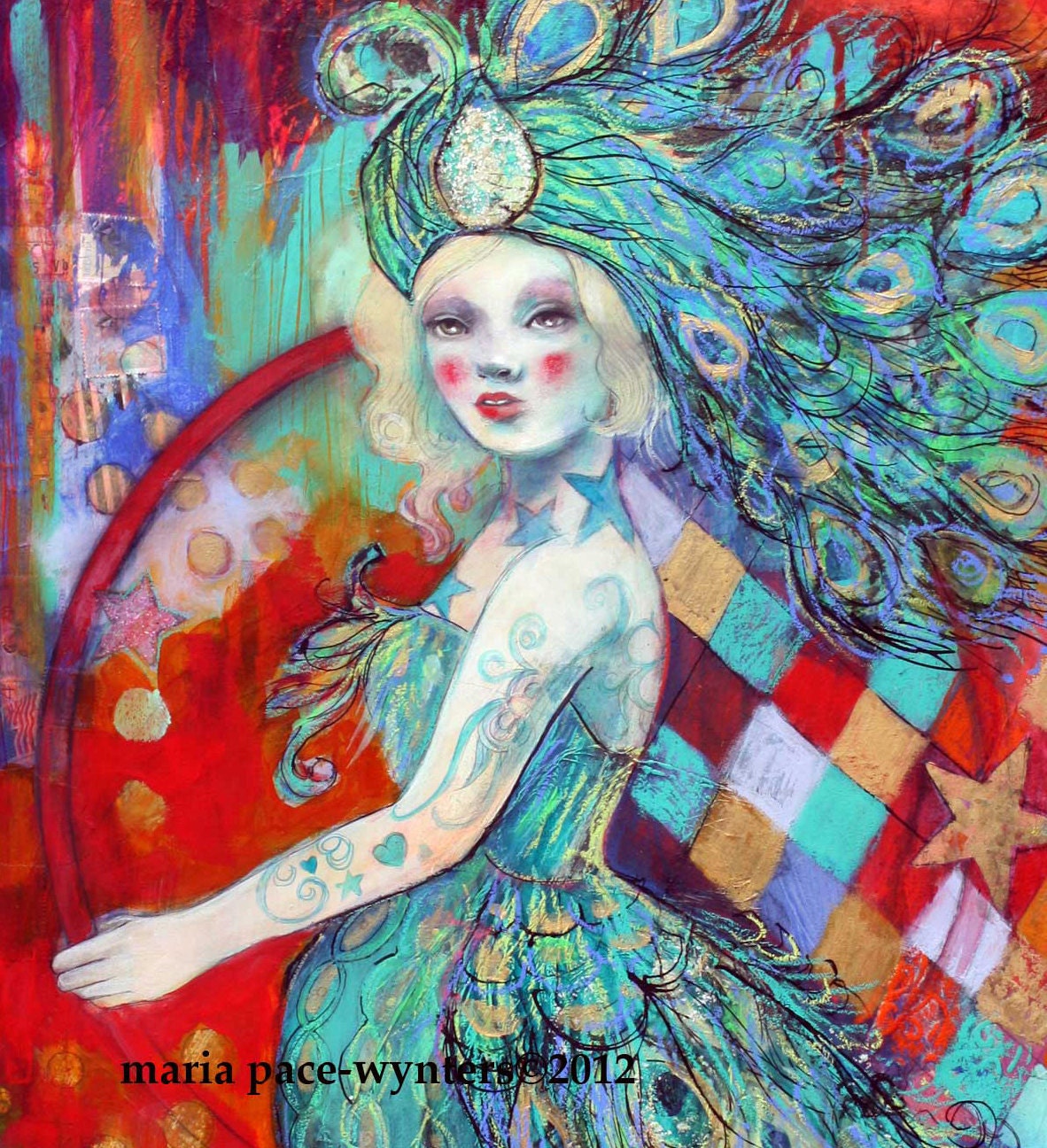 Circus Tricks- Original mixed media painting by Maria Pace-Wynters