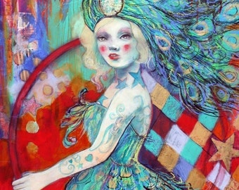 Circus Tricks- Original mixed media painting by Maria Pace-Wynters
