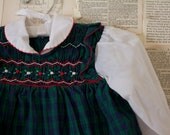 Vintage Smocked Baby Dress - Retro Long Sleeved Party Dress - Baby Girl Clothes Clothing - 1st Birthday Dress